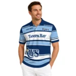 Tampa Bay Rays Polo Shirt Customized Horizontal Blocks Navy Best Selling