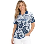 Tampa Bay Rays Polo Shirt Customized Paisley Florals Navy White Best Selling