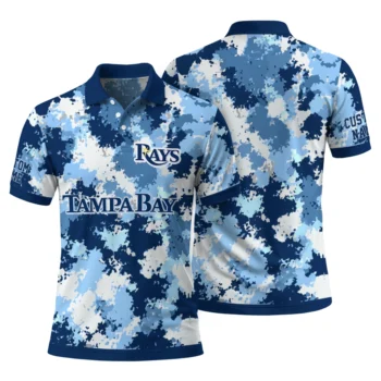 Tampa Bay Rays Polo Shirt Customized Pixel Camo Navy Fashion Forward