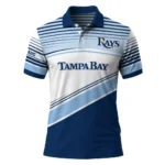Tampa Bay Rays Polo Shirt Customized Slanted Stripes Navy White Best Selling