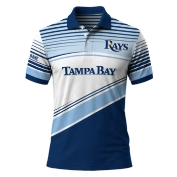 Tampa Bay Rays Polo Shirt Customized Slanted Stripes Navy White Best Selling