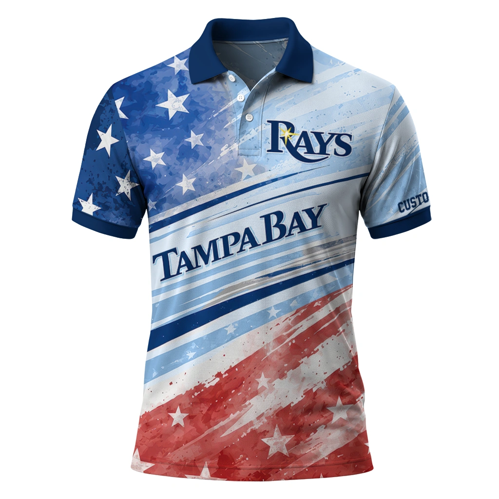 Tampa Bay Rays Polo Shirt Customized Star Stripes Red Blue Best Selling Tampa Bay Rays Polo Shirt Customized Star Stripes Red Blue Best Selling