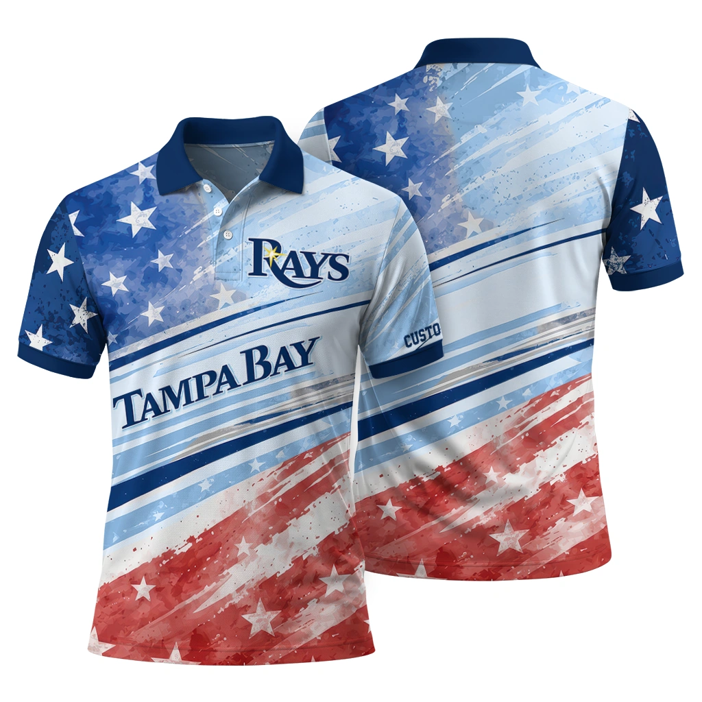 Tampa Bay Rays Polo Shirt Customized Star Stripes Red Blue Fashion Forward Tampa Bay Rays Polo Shirt Customized Star Stripes Red Blue Fashion Forward