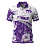Tcu Horned Frogs Polo Shirt Custom Floral Angles Purple White Best Selling