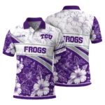 Tcu Horned Frogs Polo Shirt Custom Floral Angles Purple White Best Selling