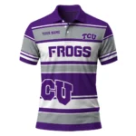 Tcu Horned Frogs Polo Shirt Custom Horizontal Blocks Purple Best Selling