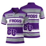 Tcu Horned Frogs Polo Shirt Custom Horizontal Blocks Purple Best Selling