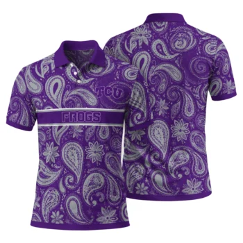 Tcu Horned Frogs Polo Shirt Custom Paisley Band Purple Fashion Forward