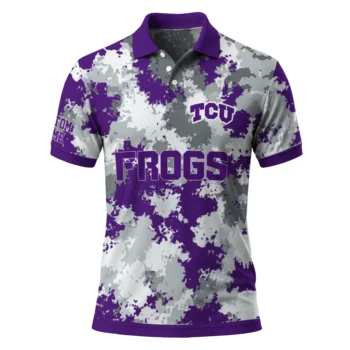 Tcu Horned Frogs Polo Shirt Custom Pixel Camo Purple Best Selling