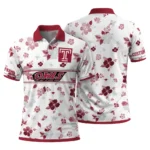 Temple Owls Polo Shirt Custom Floral Pinstripe Red White Best Selling