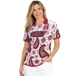Temple Owls Polo Shirt Custom Paisley Florals Red White Best Selling