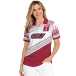 Temple Owls Polo Shirt Custom Slanted Stripes Red White Best Selling