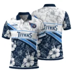 Tennessee Titans Polo Shirt Custom Floral Angles Navy White Best Selling