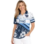 Tennessee Titans Polo Shirt Custom Floral Angles Navy White Best Selling