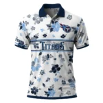 Tennessee Titans Polo Shirt Custom Floral Pinstripe Navy White Best Selling
