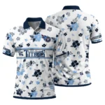 Tennessee Titans Polo Shirt Custom Floral Pinstripe Navy White Best Selling