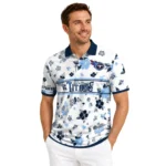 Tennessee Titans Polo Shirt Custom Floral Pinstripe Navy White Best Selling