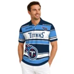 Tennessee Titans Polo Shirt Customized Horizontal Blocks Navy Best Selling