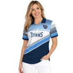 Tennessee Titans Polo Shirt Personalized Slanted Stripes Navy White Best Selling