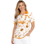 Tennessee Volunteers Polo Shirt Customized Floral Pinstripe Orange White Best Selling