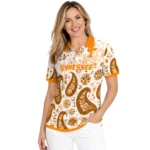 Tennessee Volunteers Polo Shirt Customized Paisley Florals Orange White Best Selling