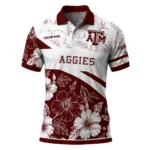 Texas Am Aggies Polo Shirt Personalized Floral Angles Maroon White Best Selling
