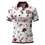 Texas Am Aggies Polo Shirt Personalized Floral Pinstripe Maroon White Best Selling