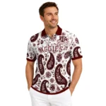 Texas Am Aggies Polo Shirt Personalized Paisley Florals Maroon White Best Selling