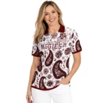 Texas Am Aggies Polo Shirt Personalized Paisley Florals Maroon White Best Selling