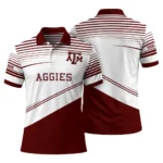 Texas Am Aggies Polo Shirt Personalized Slanted Stripes Maroon White Best Selling