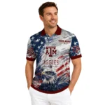 Texas Am Aggies Polo Shirt Personalized Star Brushstrokes Maroon Blue Best Selling