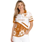 Texas Longhorns Polo Shirt Customized Floral Angles Orange White Best Selling