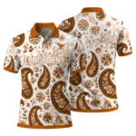 Texas Longhorns Polo Shirt Customized Paisley Florals Orange White Best Selling