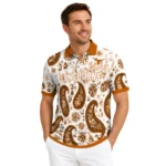 Texas Longhorns Polo Shirt Customized Paisley Florals Orange White Best Selling