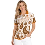 Texas Longhorns Polo Shirt Customized Paisley Florals Orange White Best Selling