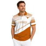 Texas Longhorns Polo Shirt Customized Slanted Stripes Orange White Best Selling