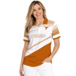 Texas Longhorns Polo Shirt Customized Slanted Stripes Orange White Best Selling