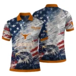 Texas Longhorns Polo Shirt Customized Star Brushstrokes Orange Blue Best Selling