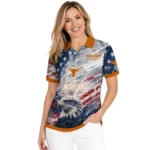 Texas Longhorns Polo Shirt Customized Star Brushstrokes Orange Blue Best Selling