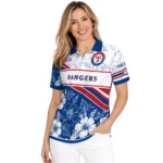 Texas Rangers Polo Shirt Personalized Floral Angles Blue White Best Selling