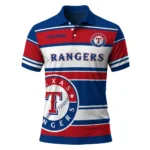 Texas Rangers Polo Shirt Personalized Horizontal Blocks Blue Best Selling