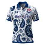 Texas Rangers Polo Shirt Personalized Paisley Florals Blue White Best Selling