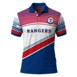 Texas Rangers Polo Shirt Personalized Slanted Stripes Blue White Best Selling