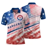 Texas Rangers Polo Shirt Personalized Star Stripes Red Blue Best Selling
