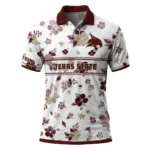 Texas State Bobcats Polo Shirt Personalized Floral Pinstripe Maroon White Best Selling