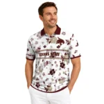 Texas State Bobcats Polo Shirt Personalized Floral Pinstripe Maroon White Best Selling