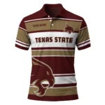 Texas State Bobcats Polo Shirt Personalized Horizontal Blocks Maroon Best Selling