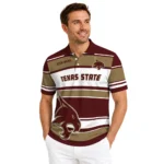 Texas State Bobcats Polo Shirt Personalized Horizontal Blocks Maroon Best Selling