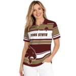 Texas State Bobcats Polo Shirt Personalized Horizontal Blocks Maroon Best Selling