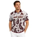 Texas State Bobcats Polo Shirt Personalized Paisley Florals Maroon White Best Selling